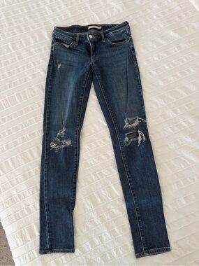 Levi’s 711 Skinny Dark Blue Distressed Women's Skinny Jeans